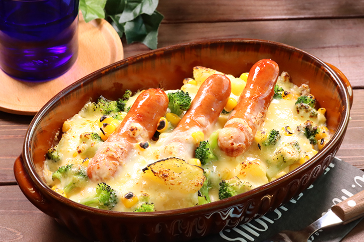 ポテトとプレミアムウインナーのマヨチーズ焼き